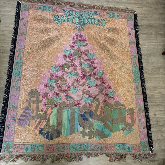 Crown Crafts Holiday Tapestry Throw Blanket Christmas Tree 49 x 58 USA Made - Picture 9 of 10